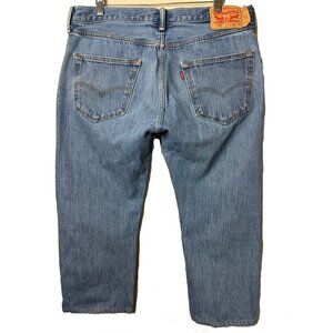Levi's 501 Jeans 36x29 Y2K High Rise Mom Fit Cropped‎ Vintage Blue Denim